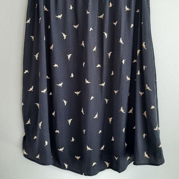 H&M MAMA Maternity Frilled-Sleeve Bird Print Navy Light Dress Sz M - Picture 5 of 13